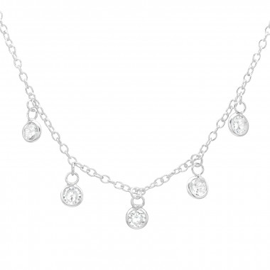 Round - 925 Sterling Silver Necklaces with Stones SD41617