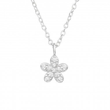 Flower - 925 Sterling Silver Necklaces with Stones SD42875