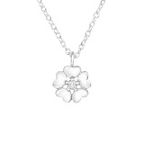 Flower Hearts - 925 Sterling Silver Necklaces with Stones SD43323