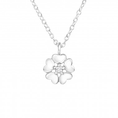 Flower Hearts - 925 Sterling Silver Necklaces with Stones SD43323