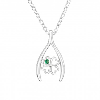 Three Leaf Clover - 925 Sterling Silver Necklaces with Stones SD43768