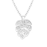 Leaf - 925 Sterling Silver Necklaces with Stones SD44086