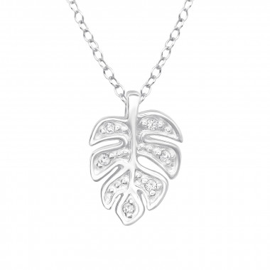 Leaf - 925 Sterling Silver Necklaces with Stones SD44086