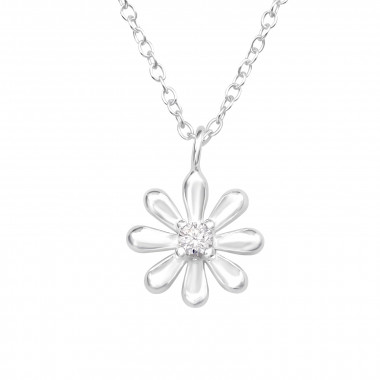 Flower - 925 Sterling Silver Necklaces with Stones SD44088