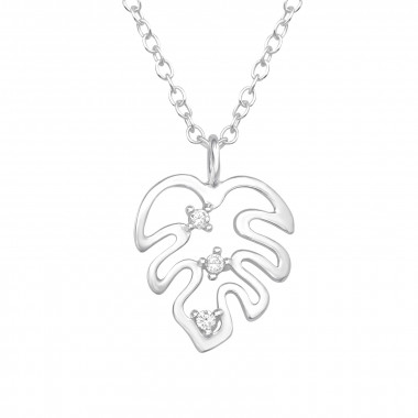 Leaf - 925 Sterling Silver Necklaces with Stones SD45115