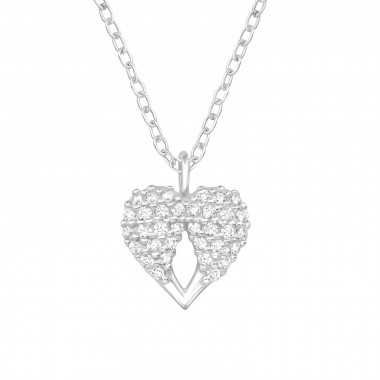 Heart Shaped Wings - 925 Sterling Silver Necklaces with Stones SD46696