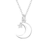 Moon With Star - 925 Sterling Silver Necklaces with Stones SD46699