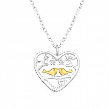 Lovebirds - 925 Sterling Silver Necklaces with Stones SD47287