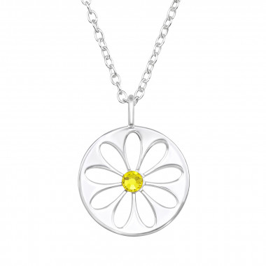 Flower - 925 Sterling Silver Necklaces with Stones SD47701