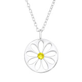 Flower - 925 Sterling Silver Necklaces with Stones SD47701