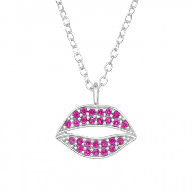 Lips - 925 Sterling Silver Necklaces with Stones SD47817