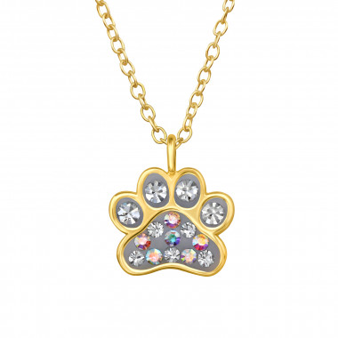 Paw Print - 925 Sterling Silver Necklaces with Stones SD47824