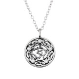 Om Symbol - 925 Sterling Silver Necklaces with Stones SD48254
