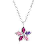 Flower - 925 Sterling Silver Necklaces with Stones SD48327