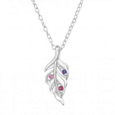 Leaf - 925 Sterling Silver Necklaces with Stones SD48329