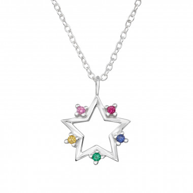 Star - 925 Sterling Silver Necklaces with Stones SD48387