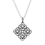 Flower - 925 Sterling Silver Necklaces with Stones SD48392