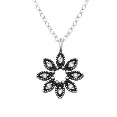 Flower - 925 Sterling Silver Necklaces with Stones SD48662