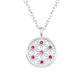 Flower - 925 Sterling Silver Necklaces with Stones SD48664