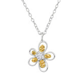 Flower - 925 Sterling Silver Necklaces with Stones SD49182