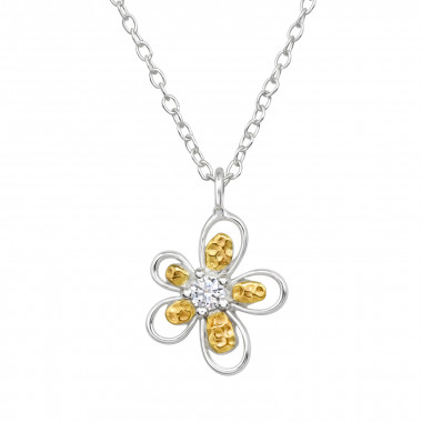 Flower - 925 Sterling Silver Necklaces with Stones SD49182