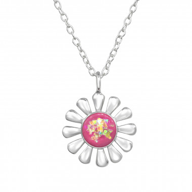 Flower - 925 Sterling Silver Necklaces with Stones SD49184