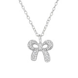 Bow - 925 Sterling Silver Necklaces with Stones SD49186