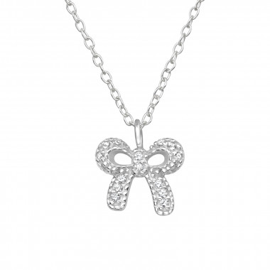 Bow - 925 Sterling Silver Necklaces with Stones SD49186