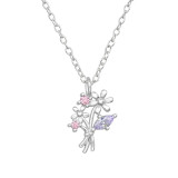 Flowers - 925 Sterling Silver Necklaces with Stones SD49187