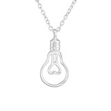 Light Bulb - 925 Sterling Silver Silver Necklaces SD38245