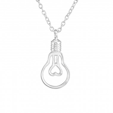 Light Bulb - 925 Sterling Silver Silver Necklaces SD38245