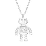 Robot - 925 Sterling Silver Silver Necklaces SD41347