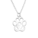 Paw Print - 925 Sterling Silver Silver Necklaces SD44134