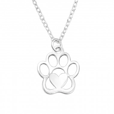 Paw Print - 925 Sterling Silver Silver Necklaces SD44134