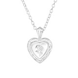 Heart Rose - 925 Sterling Silver Silver Necklaces SD45061