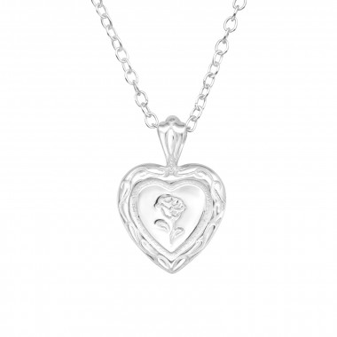 Heart Rose - 925 Sterling Silver Silver Necklaces SD45061