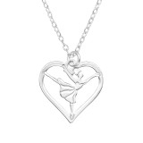 Laser Cut Ballerina - 925 Sterling Silver Silver Necklaces SD45825