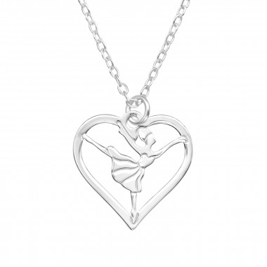 Laser Cut Ballerina - 925 Sterling Silver Silver Necklaces SD45825