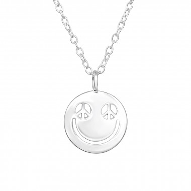 Peace Eyed Emoji - 925 Sterling Silver Silver Necklaces SD47018