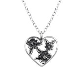 Heart With Flowers - 925 Sterling Silver Silver Necklaces SD48663