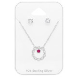 Twisted Necklace With Round 4mm Ear Stud - 925 Sterling Silver Necklace & Stud Sets SD49021
