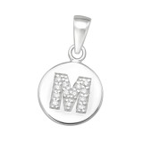 Letter M - 925 Sterling Silver Pendants with CZ SD46520