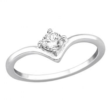 V Shaped - 925 Sterling Silver Rings with CZ SD41429