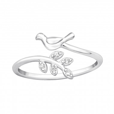 Bird And Leaf - 925 Sterling Silver Rings with CZ SD45953