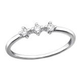 Three Stone Dainty - 925 Sterling Silver Rings with CZ SD46238