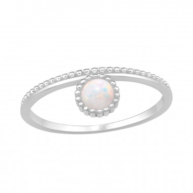 Dotted Circle - 925 Sterling Silver Rings with CZ SD48225