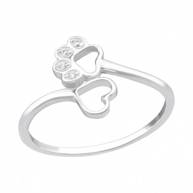 Paw And Heart - 925 Sterling Silver Rings with CZ SD48696