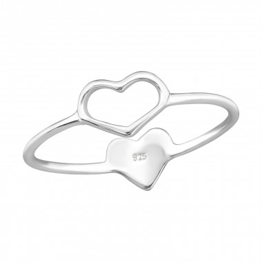 Double Heart - 925 Sterling Silver Simple Rings SD24608