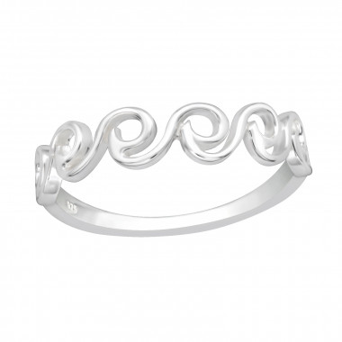 Wave - 925 Sterling Silver Simple Rings SD41427