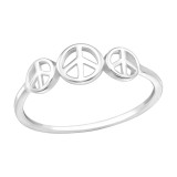 Peace - 925 Sterling Silver Simple Rings SD44849